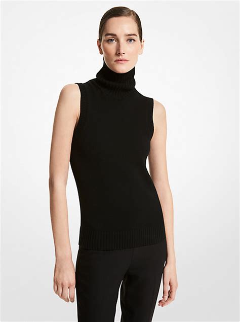 michael kors wool cashmere jacket|Michael Kors sleeveless turtleneck sweater.